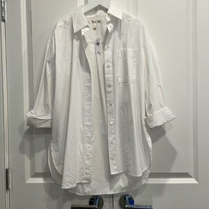 Banana Republic White Oversized Button Down Shirt XS